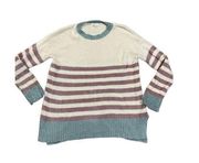 Easel Los Angeles cream, dark pink & teal striped soft sweater size large