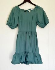 PETER SOM Collective Green Puff Sleeve Ruffled Open Back Dress 2