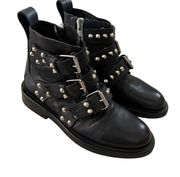 ZADIG & Voltaire Laureen Spike Ankle Boots Black Leather Size FR 36 or Size 5 US