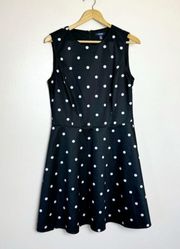 B/W  Polka Dot A-Line Sheath Dress Size 12 EUC