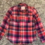 Sonoma Pink and Blue Plaid Soft Flannel Button-Down Shirt