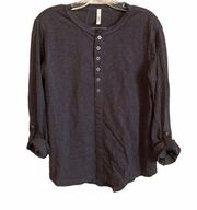 Jag Blue Gray Popover Henley Hi Low Top