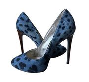 DOLCE & GABBANA Denim Plateau Leopard Print Chiaro Printed Heels Size 38