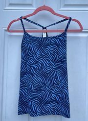 Offline blue zebra print Boho Athleisure Racerback Padded Cami Top Size M