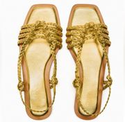 gold flat sandals