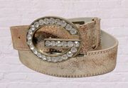 Guess gold leather rhinestone G detail metallic distressed look to leather large