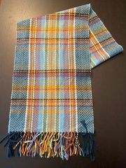 Croft & Barrow Womens Multicolor Chevron Pattern Fringe Scarf Blue Yellow Purple