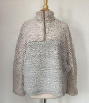 Pastel Pink & Grey Sherpa Mock Neck Pullover