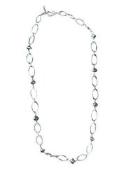 New York and Company chain link long necklace, silver/gray