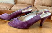Vintage Salvatore Ferragamo Purple Suede Sling Back Heels