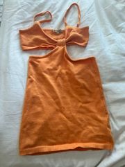 Orange Knit Cutout Dress