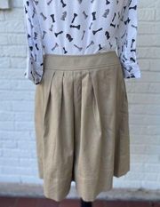💛 Ann Taylor Loft Boxy Pleated Khaki Preppy Skirt