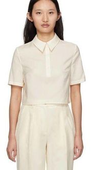 LouLou Studio Namil Wool Cropped Polo Top XS Cream *FLAWED*