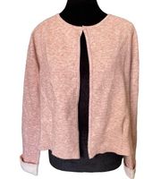 Tahari Blush Heather White Open Front Fitted Thick Knit Blazer Sweater Cardigan