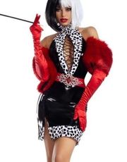 Party King Cruel Madame Cruella Deville Sexy Halloween Costume Large