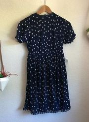 NWT 1901 | Nordstrom navy polka dot crinkle dress