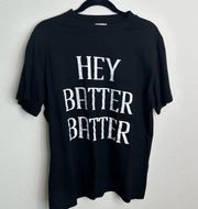 Women's Black "Hey Batter Batter" Baseball Oversized Tee- Small