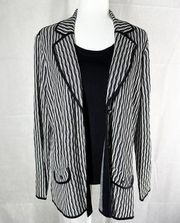 Exclusively Misook Twin Set  Blazer Coat Soft Knit Shell Black White Size Medium