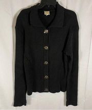 VON Saken Women’s Black Heavy Cotton Sweater Jacket Toggle  Black L