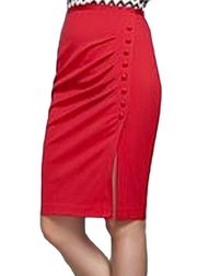 New York & Company Red Pencil Skirt With Side Buttons 