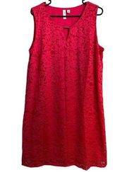 Tacera Dress Size 2X Hot Pink Lace Sleeveless Shift Pullover Nylon Spandex