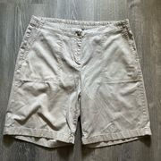 J.Jill LT Khaki Shorts Cotton Tencel Lyocell Spandex Womens Size 16 Pockets NWT