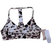 Spiritual Gangster Studio Eco Jersey T-Back Leopard Print Sports Bra Small NWT