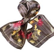 Oscar de la Renta Silk Oblong Floral Scarf Majestic Colors 51”LX11”W Classy