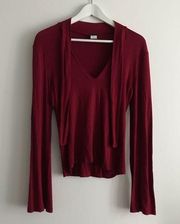 3/$15 - Miss Me V Neck Tie Front Knit Top Blouse R‎