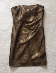 Bronze Strapless Snake Print Dress