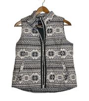 Lands' End Quilted Down Insulated Puffer Vest Women's Black White Nordic