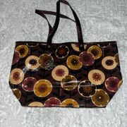 Dark Purple Floral Tote Handbag