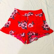 NWT Red Floral Shorts with Flare