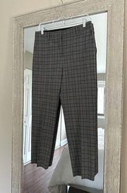 Theory Grey Brown Plaid High Rise Straight Leg Ankle Dress Pants Size 6