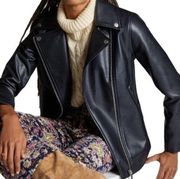 Anthropologie Avec Les Filles Relaxed Faux Leather Moto Jacket Size S NWT