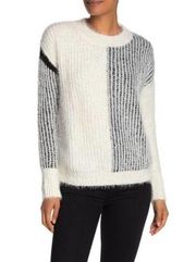 Bobeau eyelash knit colorblock pullover sweater SP