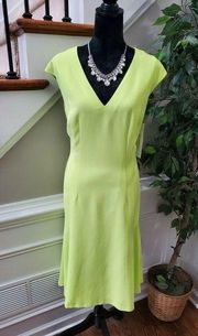 Bloomingdale's ST Emile Womens Green V-Neck Sleeveless Knee Length Dress Size 14