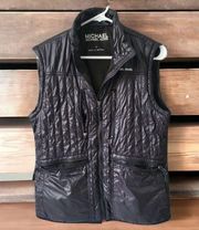 Michael Kors Womens Puffer Vest Quilted Shiny Black Lightweight Full Zip Medium