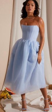 Marise Strapless Corset Tulle Midi Dress