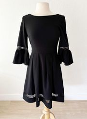Eliza J. Stately By Nature Black Fit & Flare Bell Sleeve Cocktail Dress | 2