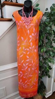 Russell Kemp Women Orange 100%Polyester Round Neck Sleeveless Long Maxi Dress 18