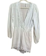 Seafolly Romper Womens XS White Gauze Langenlook Swim Coverup Playsuit