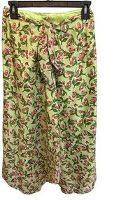 J. Mclaughlin Floral Tie Waist Spring Green & Pink Long Length Skirt Size 4
