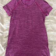 Lululemon  Pink With Black Striped Swiftly Tech Shirt