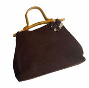 Julie Brown ꕥ Bamboo Boho Top Handle Satchel Bag ꕥ Chocolate Micro Suede ꕥ