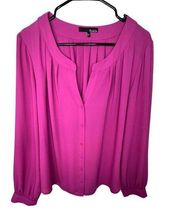 Ro & De Magenta Long Sleeve Professional Button Up Blouse