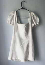 White Mini Puff Sleeve Dress
