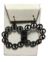 Black-Tone with Black Bead Wire circle Earrings