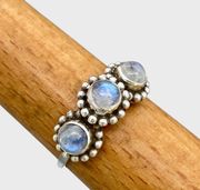 Handcrafted Rainbow Moonstone Ring - Sz 10