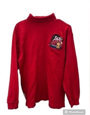 Vintage 90s ACME Looney Tunes Embroidered Red Turtleneck Oversized Shirt Medium